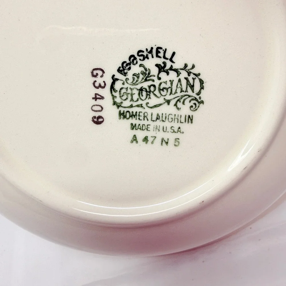 Homer Laughlin Eggshell Georgian Floral Serving Bowl Gold Trim 9 Inch